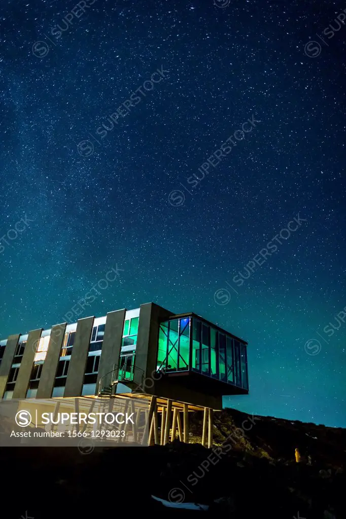 Starry night over Hotel ION, located by Nesjavellir Power Plant, Iceland.