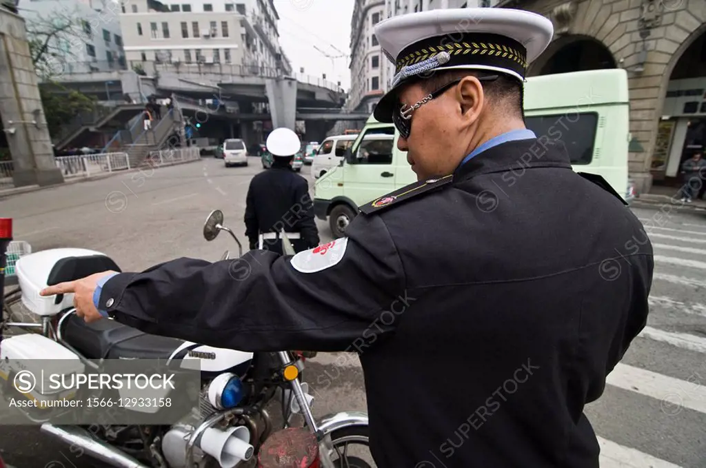 Traffic policemen in Guangzhou, China.