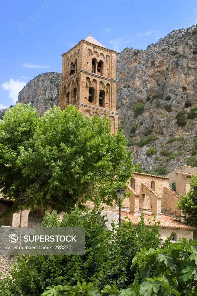 Moustier Ste-Marie; Mountain Village; Village of Moustiers-Sainte Marie; Church; Bell Tower; Provence; France.