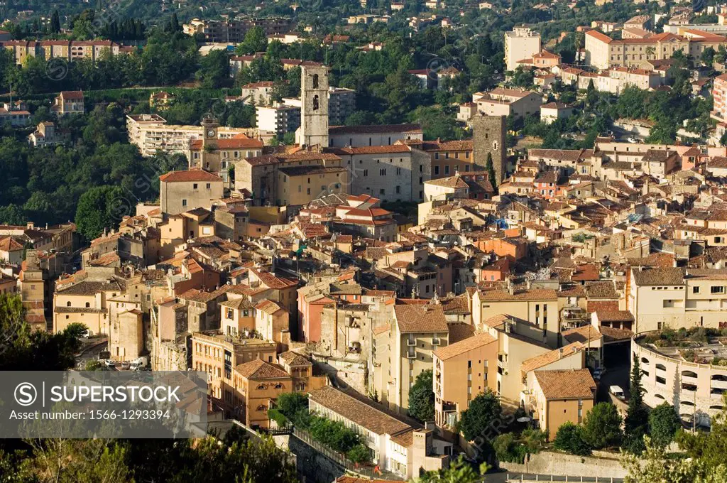 Grasse; over view of Grasse; Church; Village; Village of handmade Perfume; Provence; France.