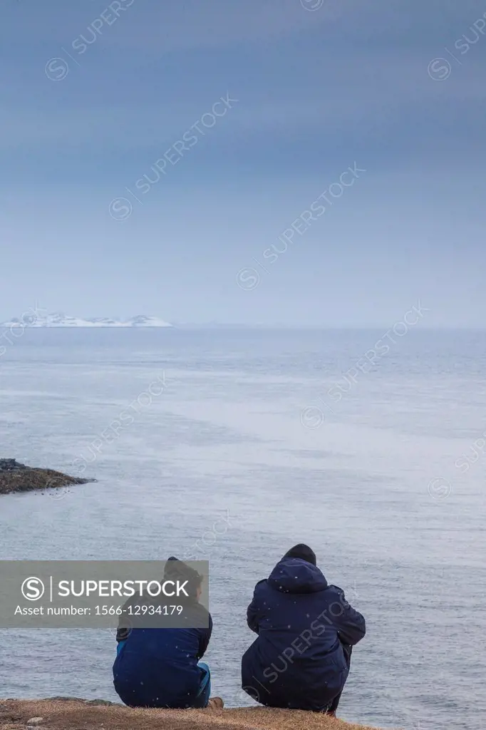 Greenland, Nuuk, people at Nuuk Harbor.