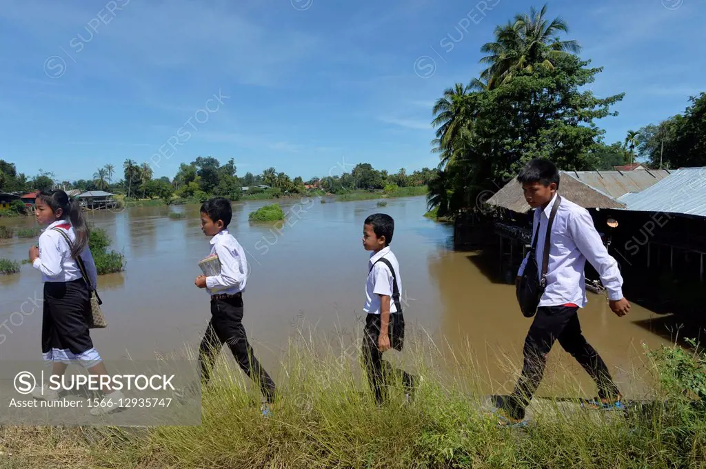 School children in Don Khon,South Laos, South East Asia. Laos, South East Asia.