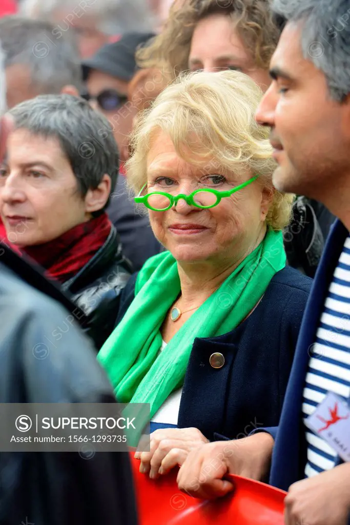 Eva Joly member of the European Parliament Europe Ecologie -Les Verts in Paris Bastille on 5 th may 2013 during a Jean Luc Melanchon's demonstration c...