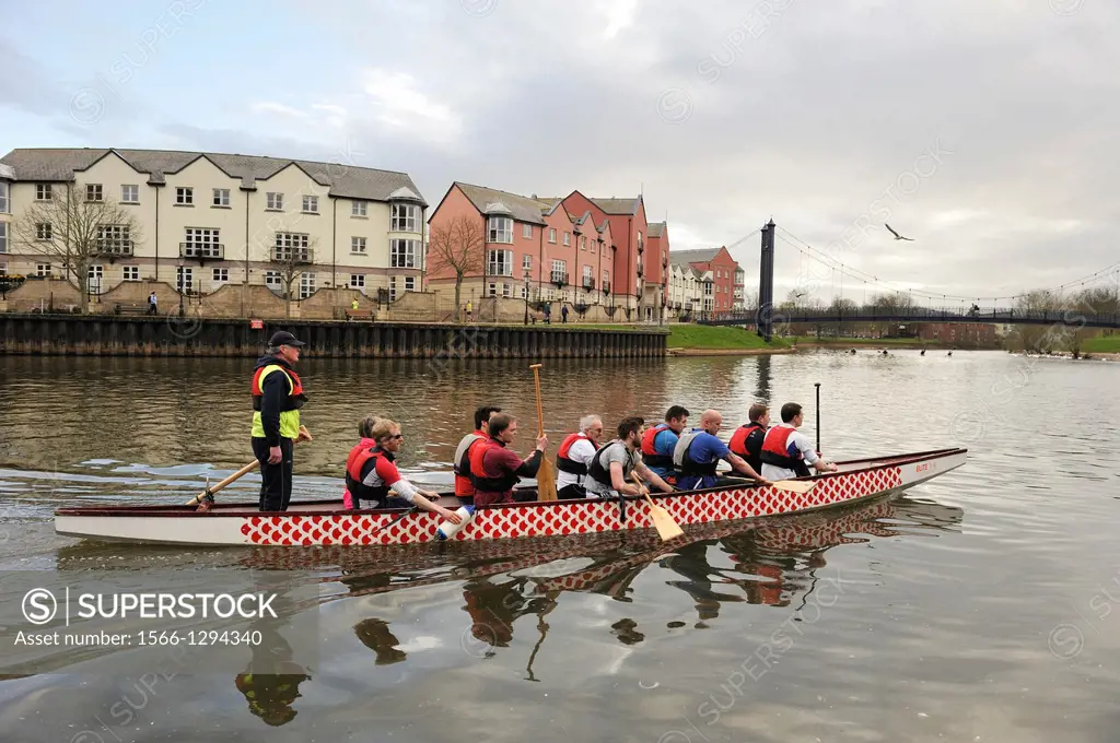 rowing on the River Exe, Historic Quayside, Exeter, Devon county, England, United Kingdom, Europe.