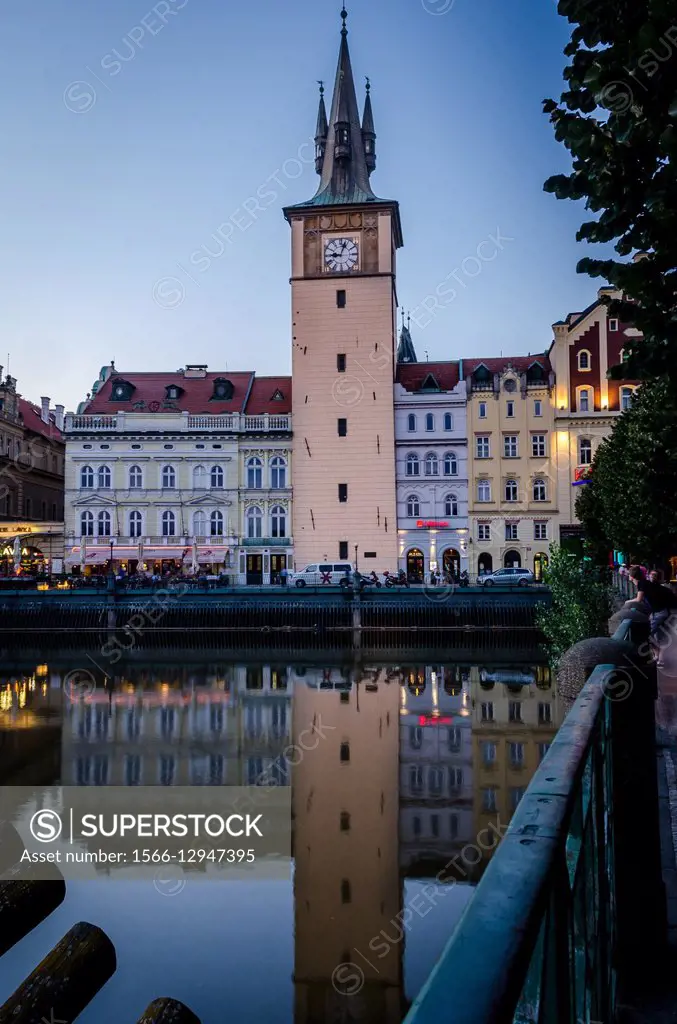Reflection on Vltava river in Prague, Czech Republic
