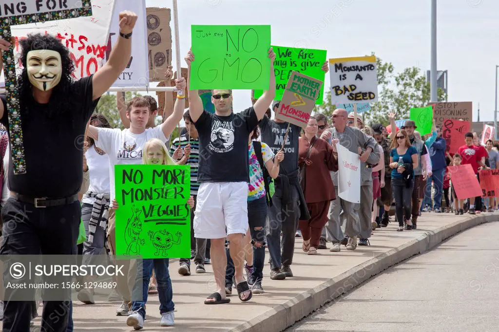 Grand Rapids, Michigan - Hundreds of people rallied against Monsanto and other companies that produce genetically-modified food. It was part of a worl...