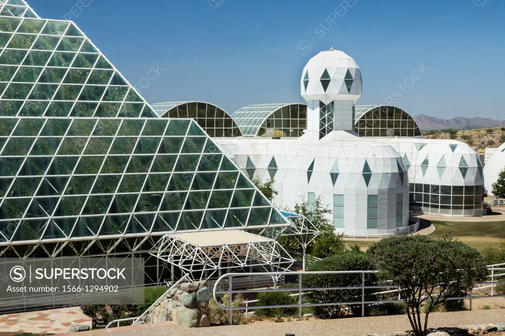 Oracle, Arizona USA - Ultramodern architecture at Biosphere 2 where scientists study the potential for space colonization inside a sealed environment.