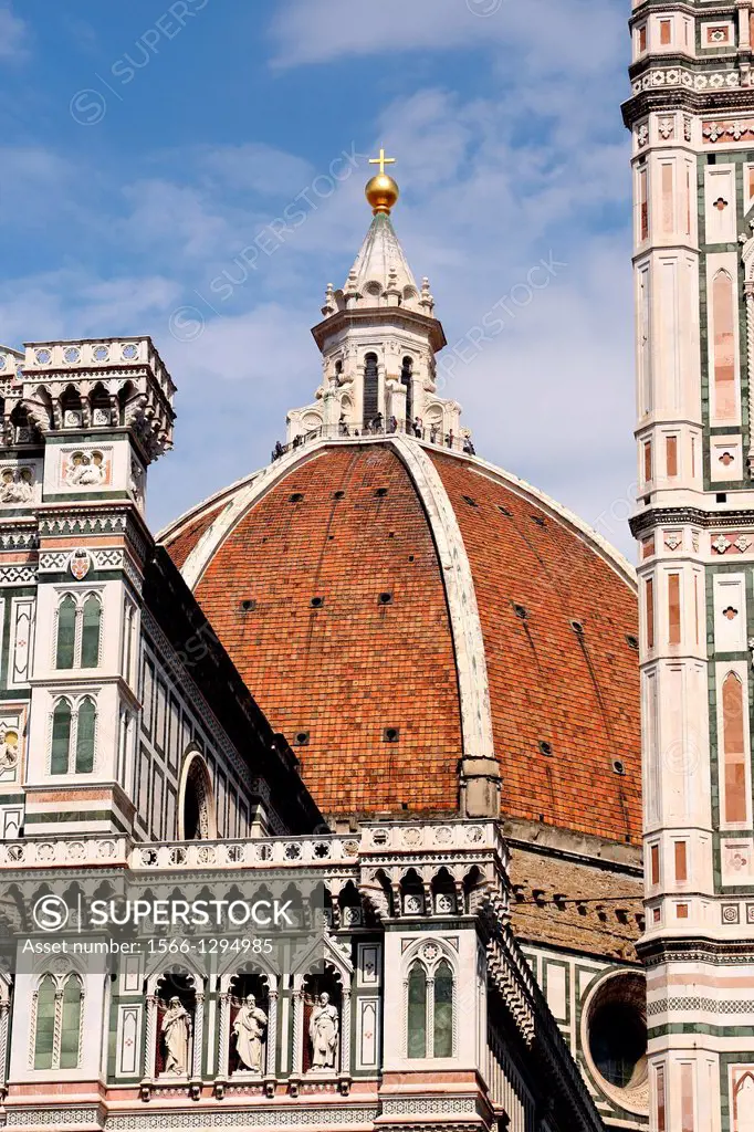 The Duomo and Campanile (right) are two of the iconic Renaissance buildings in the centre of Florence Italy.