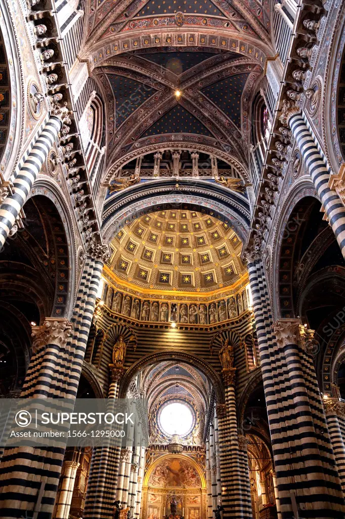 Interior of the duomo in Siena Italy.