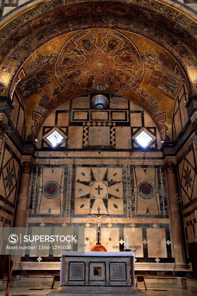 The altar of the Baptistry in Florence Italy.