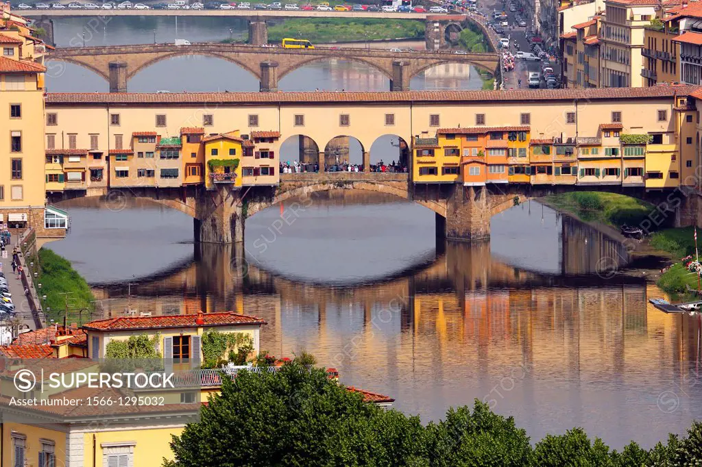 The Ponte Vecchio bridge in Florence Italy.