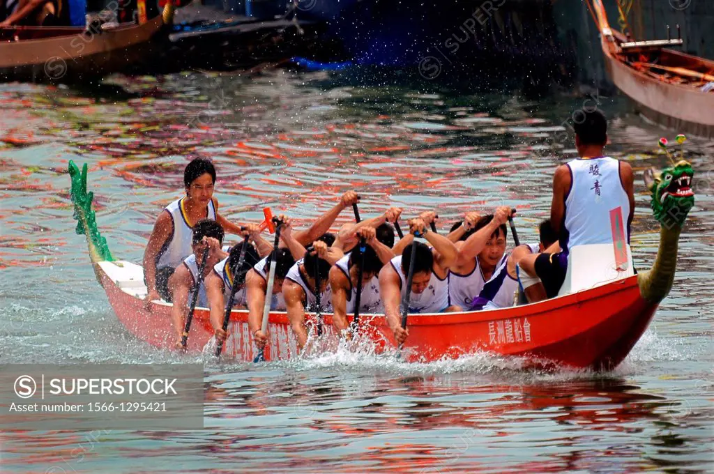 Local rowing competition on the island of Cheung Chau, Hong Kong, China