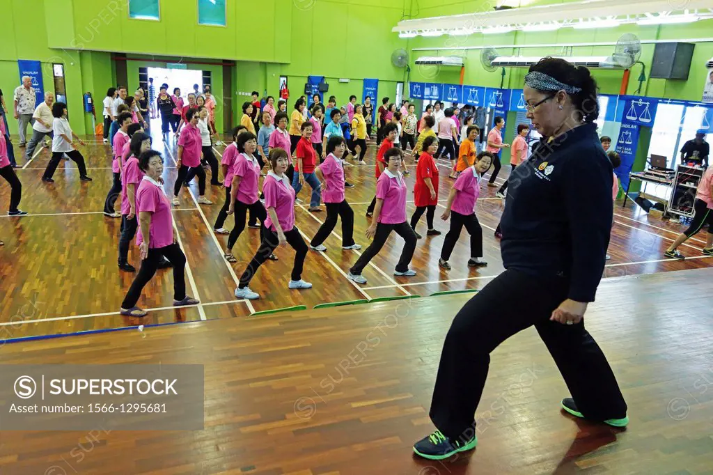 Morning aerobic at Sg. Maong Community Hall, Kuching, Sarawak, Malaysia.