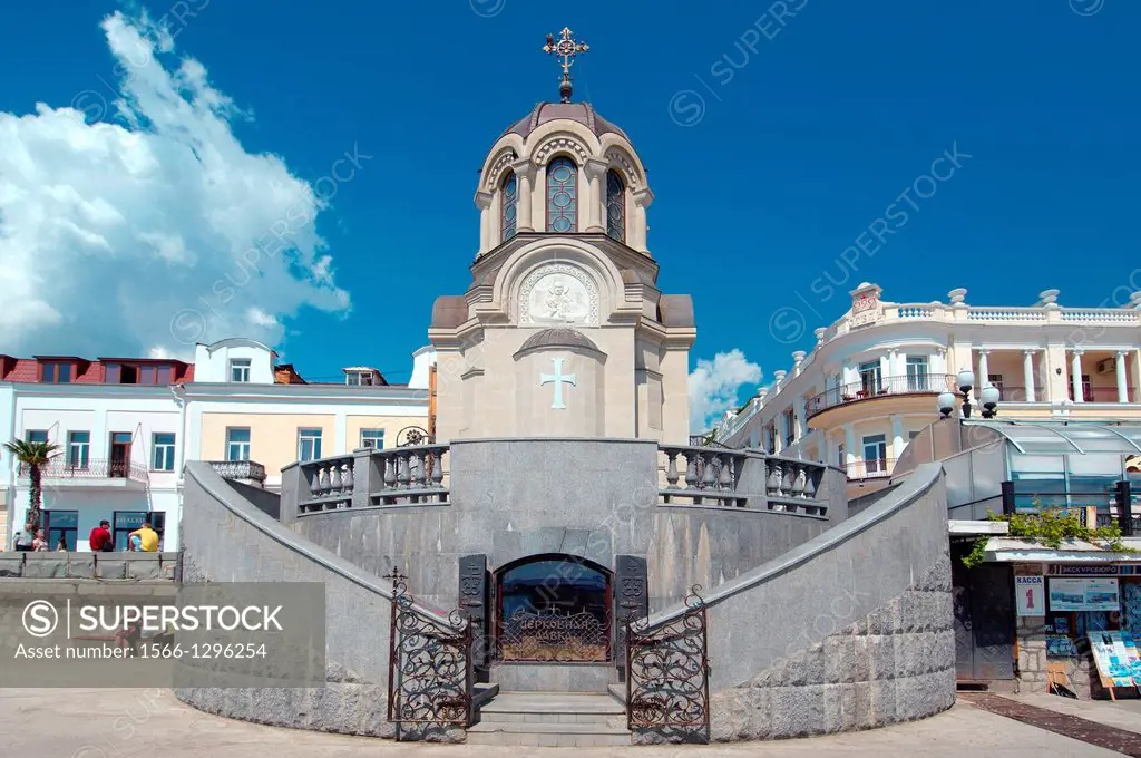 Orthodox church on the seafront of Yalta, Crimea, Ukraine, Eastern Europe.