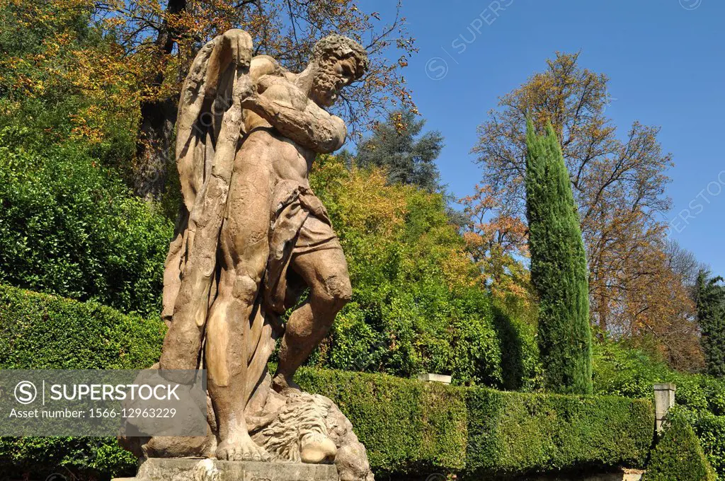 Italy, Emilia Romagna, Bologna, statue at Villa Spada park