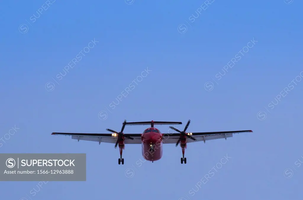 Greenland, Nuuk, Nuuk Airport, airliner landing.