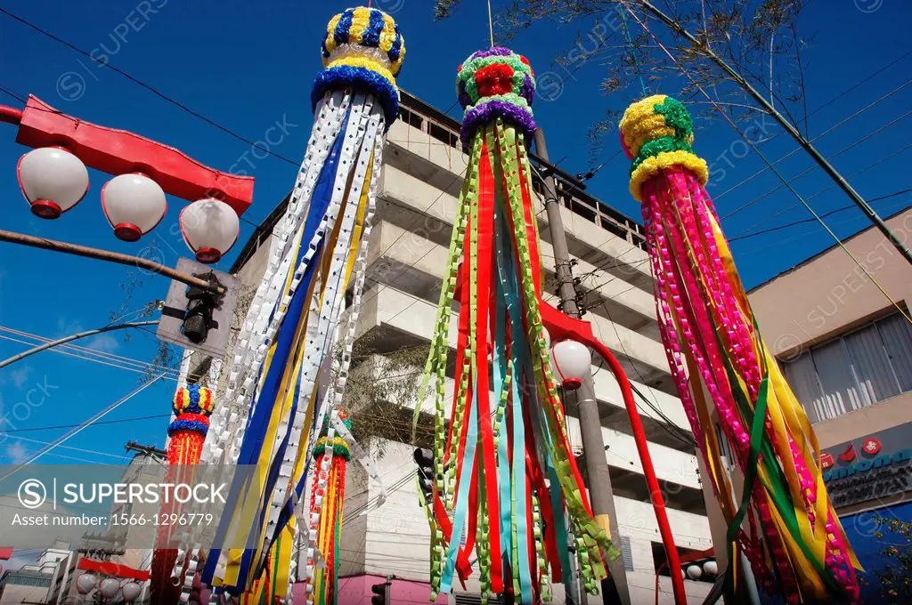 Sío Paulo, Brazil, fukinagashi festoons in the Asian neighborhood of Liberdade, during the Japanese festival of Tanabata Matsuri