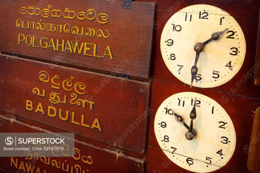 Sri Lanka - Clocks in the train station, Kandy, central region of Sri Lanka Island