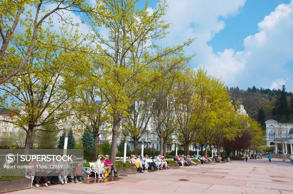 Spa gardens park Marianske Lazne aka Marienbad spa town Karlovy vary region Czech Republic Europe.
