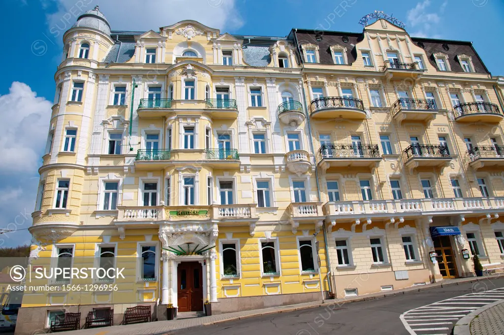 Goethovo namesti square Marianske Lazne aka Marienbad spa town Karlovy vary region Czech Republic Europe.