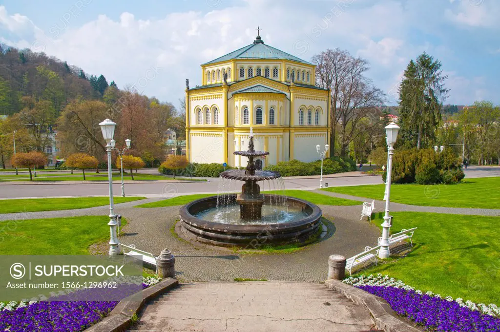 Goethovo namesti square Marianske Lazne aka Marienbad spa town Karlovy vary region Czech Republic Europe.