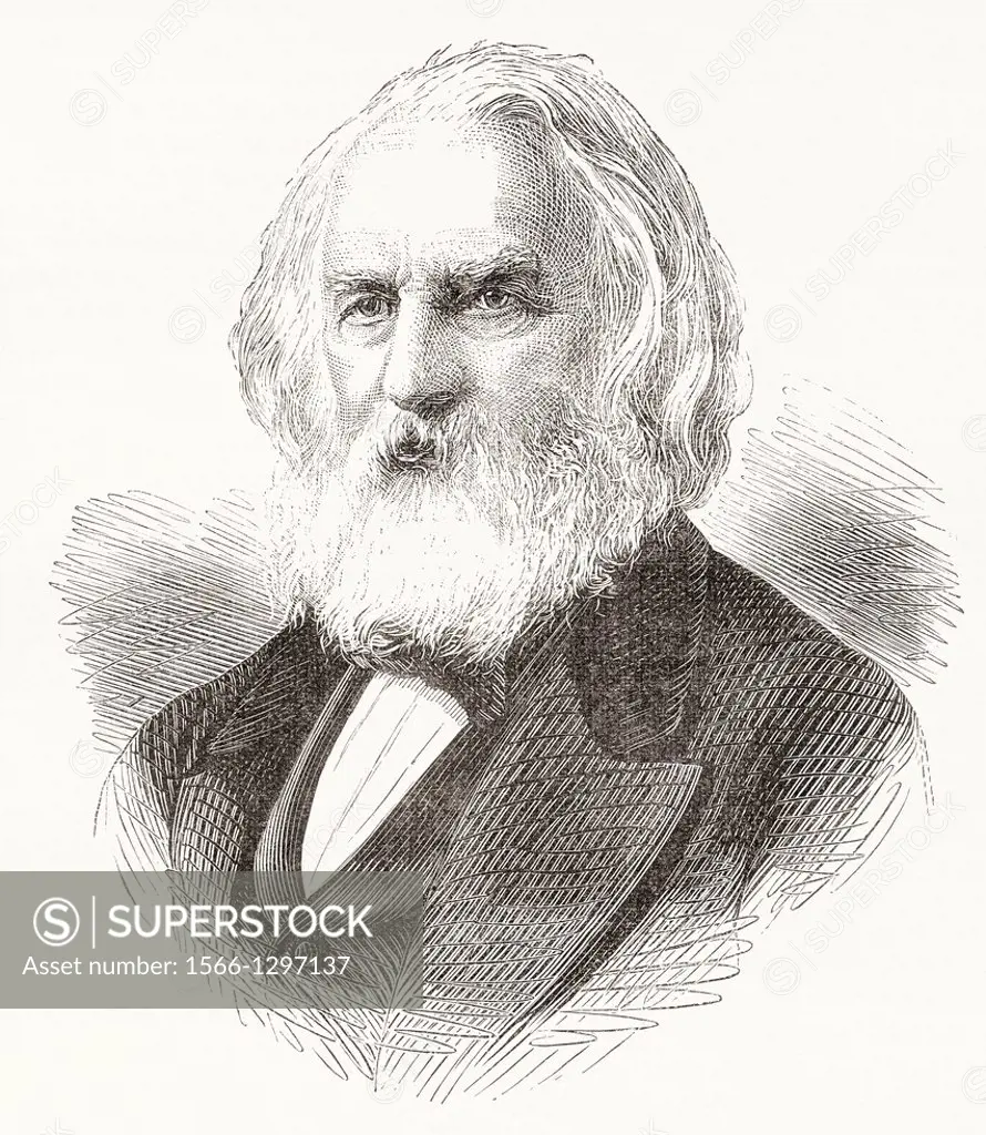 Henry Wadsworth Longfellow, 1807 - 1882. American poet and professor. From Nuestro Siglo, published 1883.