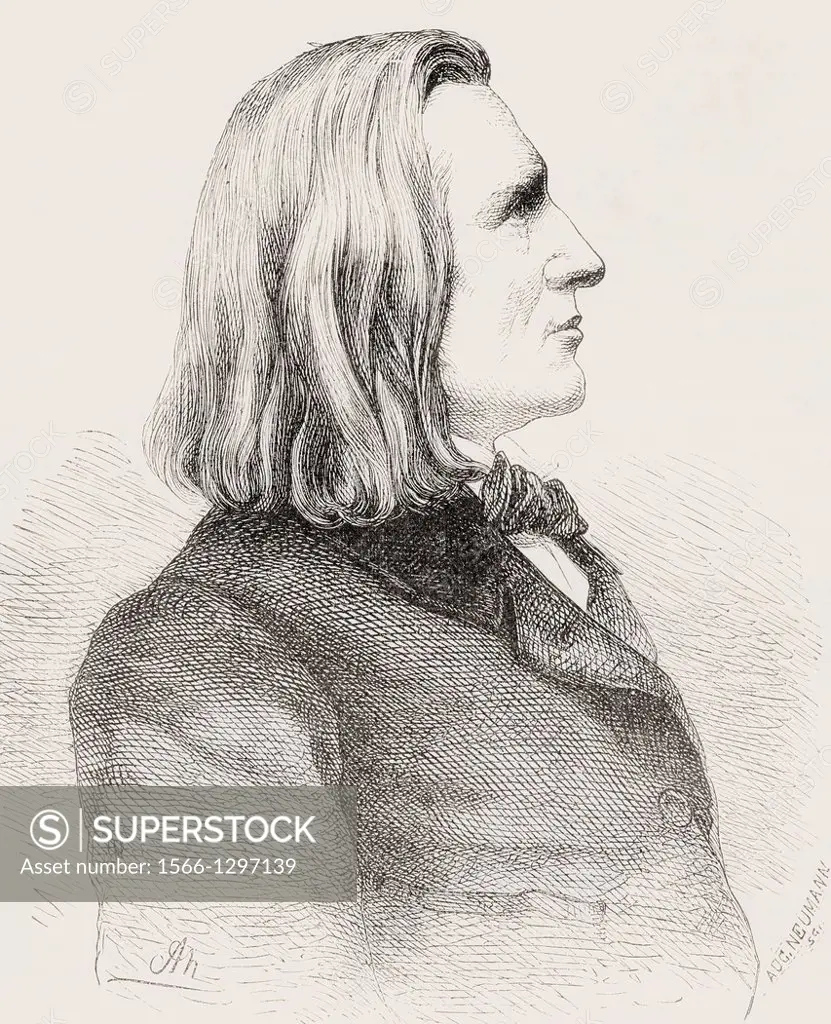Franz Liszt , aka Franz Ritter von Liszt, 1811 -  1886. 19th-century Hungarian composer, pianist, conductor and teacher. From Nuestro Siglo, published...