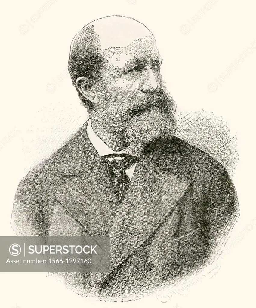 Mór Jókai, born Móric Jókay de Ásva, 1825 -1904, aka Maurus Jokai. Hungarian dramatist and novelist. From Nuestro Siglo, published 1883.