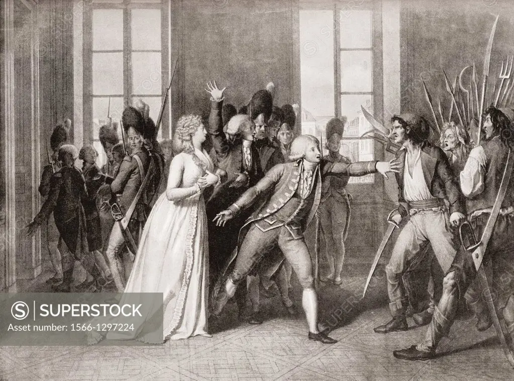 Princess Élisabeth of France, sister of king Louis XVI presents herself as Marie-Antoinette to Jacques Maillard during the storming of the Tuileries. ...