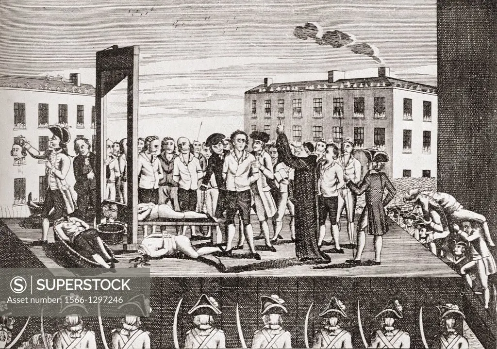 The execution of Jacques Pierre Brissot, 1754 -  1793, aka de Warville. Leading member of the Girondist movement during the French Revolution. Execute...