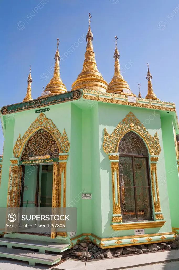 Tooth Relic Pagoda at Botataung Pagoda, Buddhas First Sacred Hair Relic Pagoda, Yangon, (Rangoon), Myanmar, (Burma).