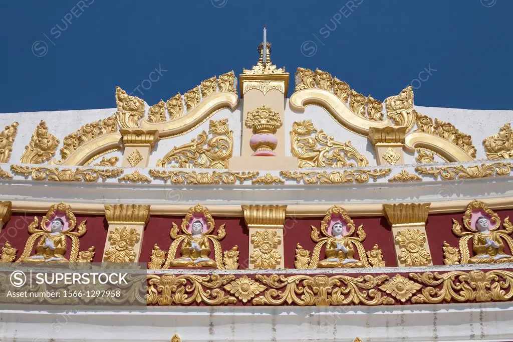 Decorative exterior, U Min Thonze Pagoda, Sagaing, near Mandalay, Myanmar, (Burma).