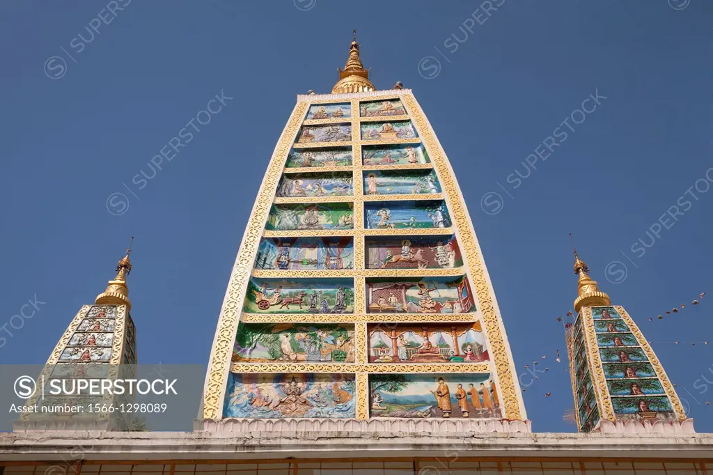 Replica of Mahabodhi Paya, at Shwedagon Pagoda, Yangon, (Rangoon), Myanmar, (Burma).