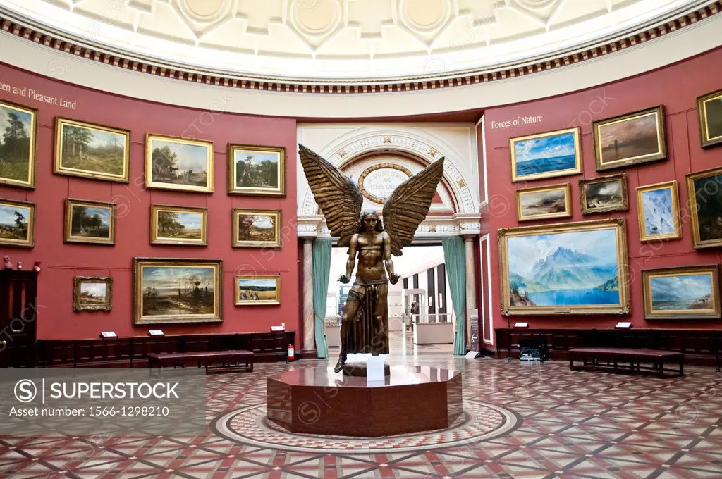 Jacob Epstein's The Archangel Lucifer, 1945, in the Round Room, Birmingham Museum and Art Gallery, Birmingham, UK.