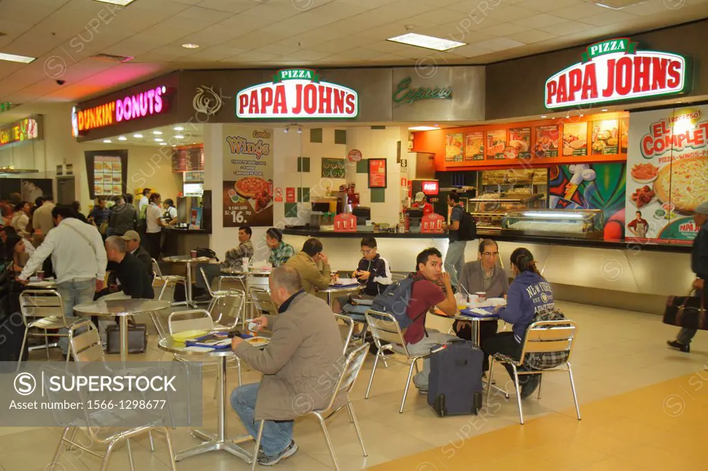 Peru, Lima, Jorge Chávez International Airport, LIM, aviation, terminal, concession, food court, Papa John's, pizza, restaurant, fast food, counter, c...