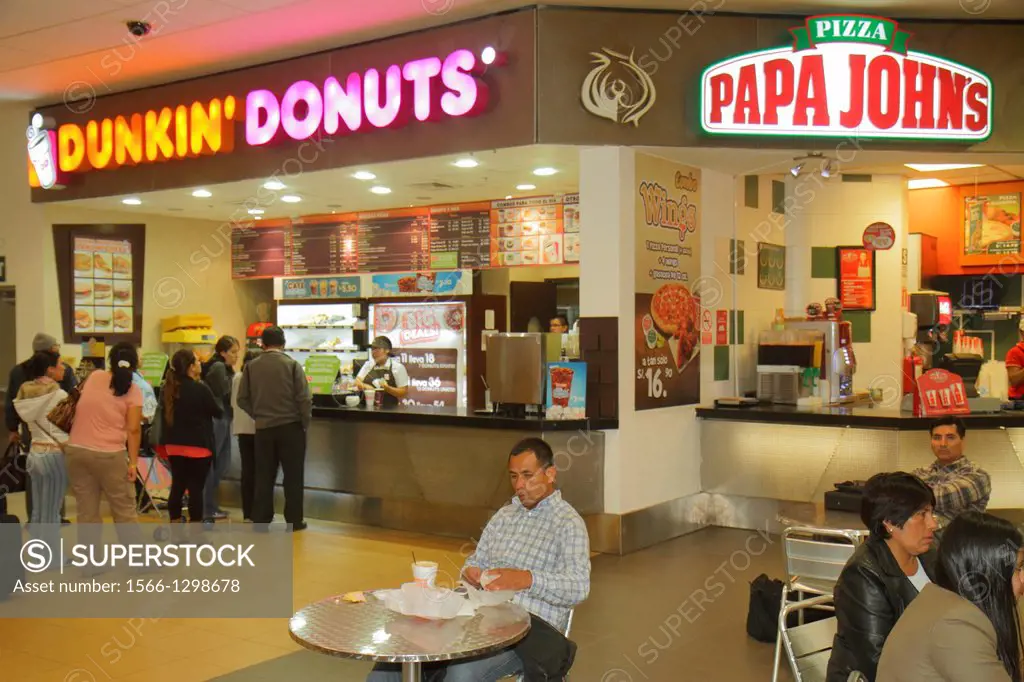 Peru, Lima, Jorge Chávez International Airport, LIM, aviation, terminal, concession, food court, Papa John's, pizza, restaurant, fast food, Dunkin Don...