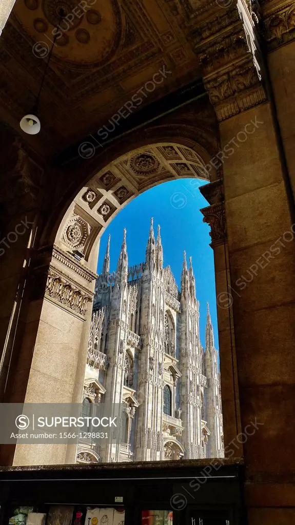 Main Facade of Duomo Cathedral Church in Milan, Italy