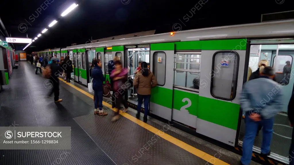 Subway train in Milano, Italy