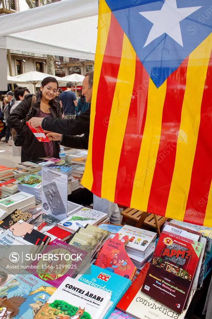 Book stall in La Rambla, Sant Jordi´s Day (April 23rd) ,Barcelona, Catalonia,Spain.