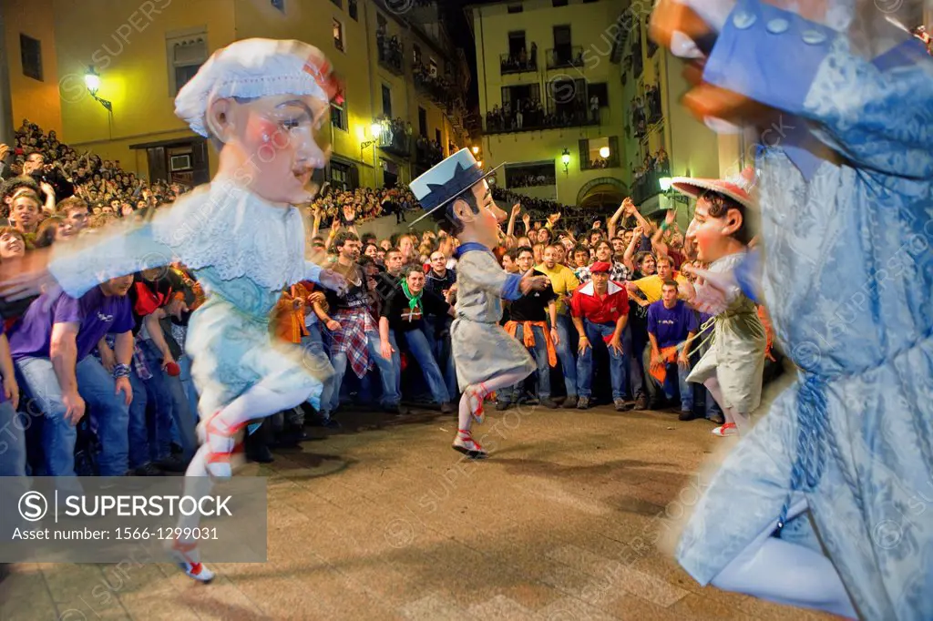 `Nans nous´new dwarf-enanos nuevos dancing.Plaça de Sant Pere.La Patum Masterpiece of Oral and Intangible Heritage by UNESCO.Berga. Barcelona. Catalon...