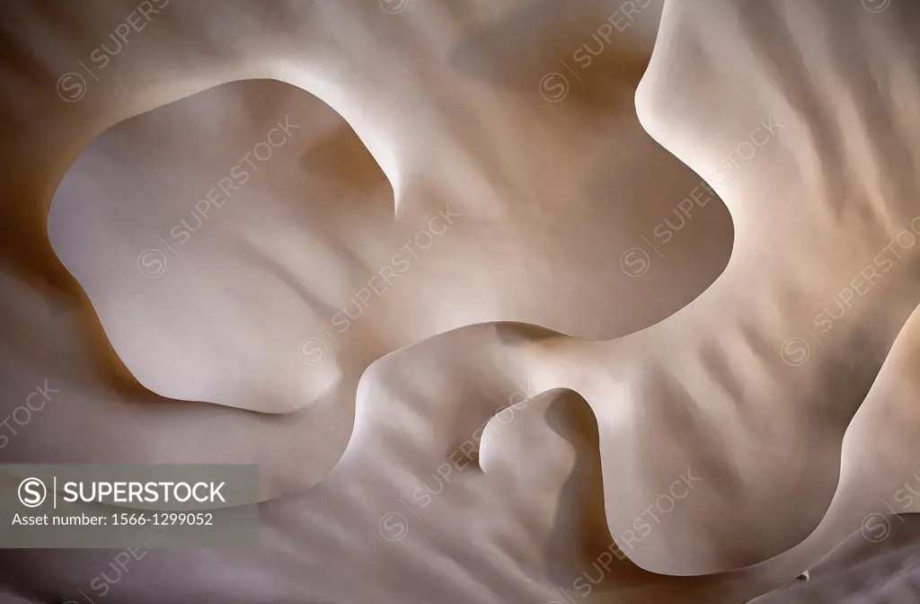 Architectural detail of the ceiling, in Cafe of Casa Mila, La Pedrera, Barcelona, Catalonia, Spain.