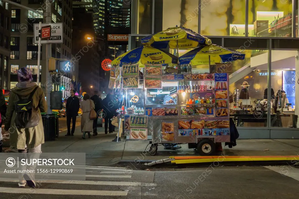 A hot dog vendor in Midtown in New York
