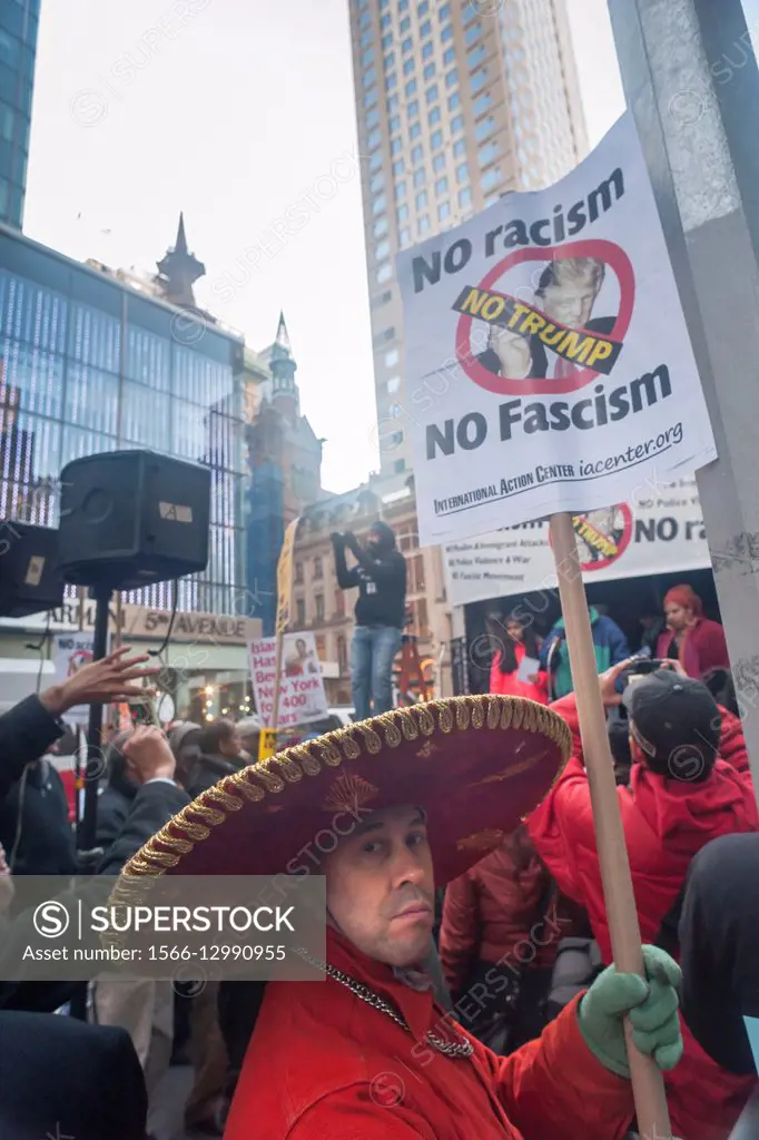 Several hundred activists rally in front of Trump Tower in New York protesting against the various anti-immigration rhetoric of U. S. Presidential can...