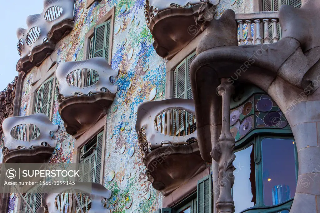 Casa Batllo (Batllo House) by Antonio Gaudi, Barcelona, Spain.