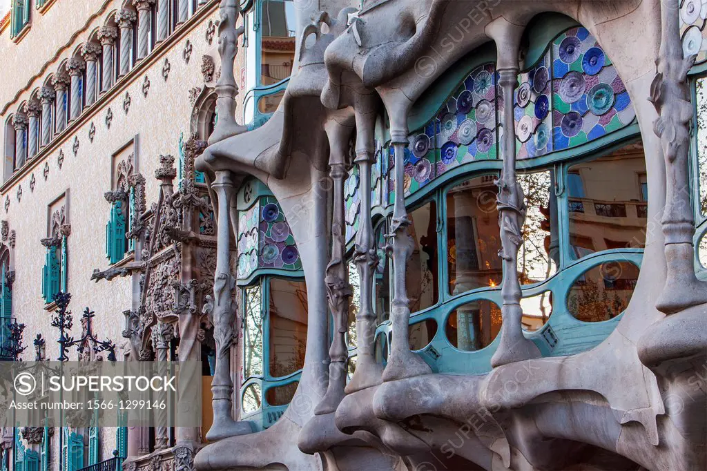 Casa Batllo (Batllo House) by Antonio Gaudi, Barcelona, Spain.