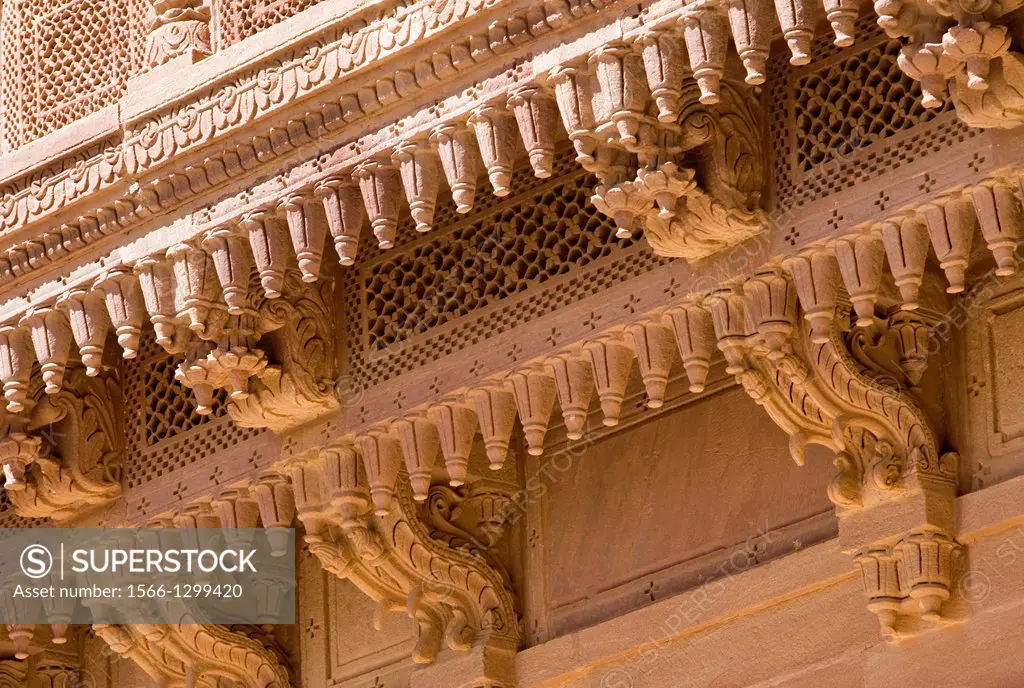 Mehrangarh Fort, exterior details inside of the fort,Jodhpur, Rajasthan, India.