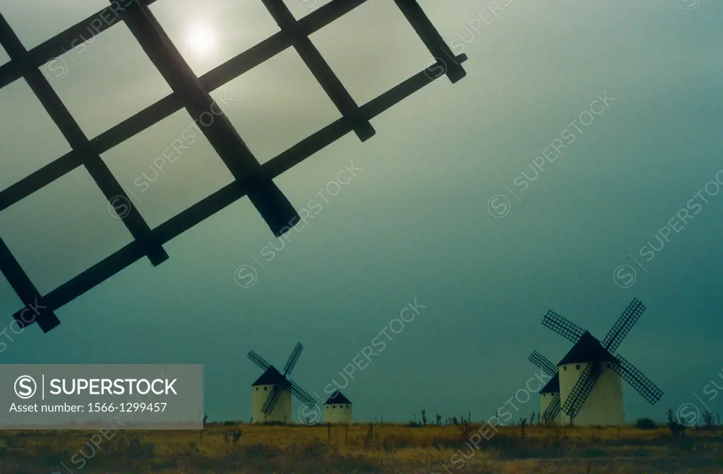 Windmills, Campo de Criptana, Ciudad Real province, Castilla-La Mancha,the route of Don Quixote, Spain.
