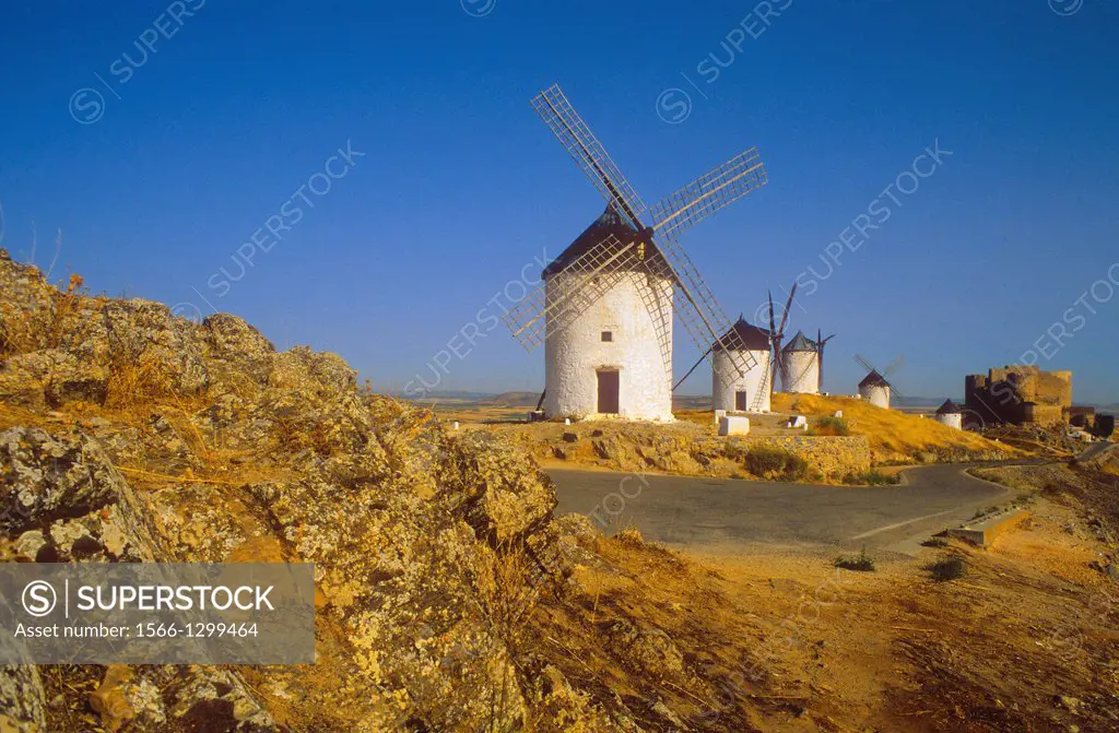 Windmills, Consuegra, province of Toledo,Castilla La Mancha,the route of Don Quixote, Spain.
