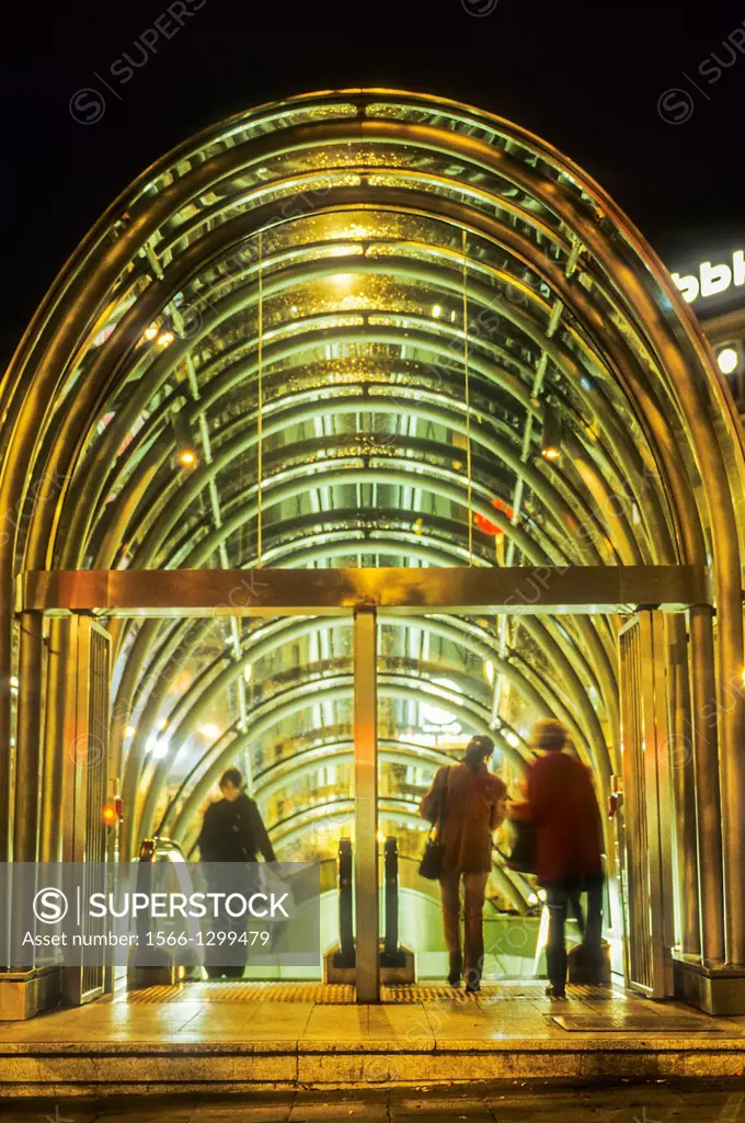 `Fosterito´, Subway entrance by architect Norman Foster, in Gran via, Bilbao, Biscay, Basque Country, Spain.