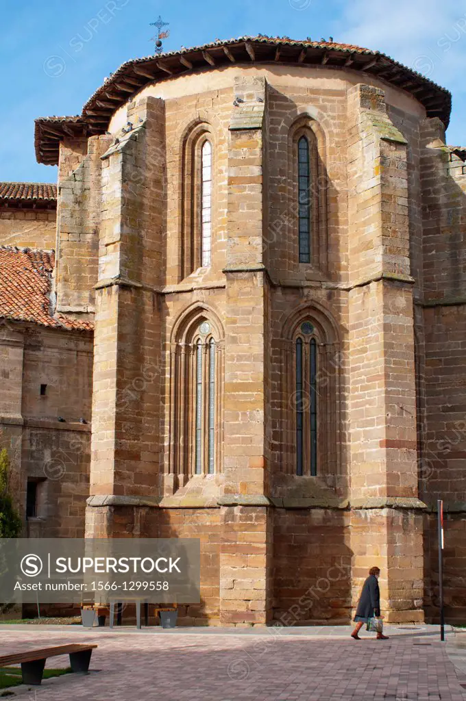 Apse of the Colegiata de San Miguel, Saint Michael´s church in the Plaza de España, at Aguilar de Campoo, Palencia, Castilla y Leon, Spain.